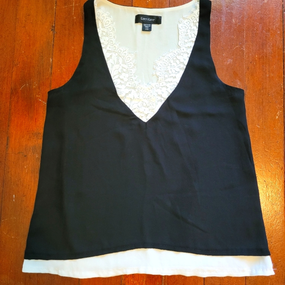 Karen Kane Black & White Lace Blouse
